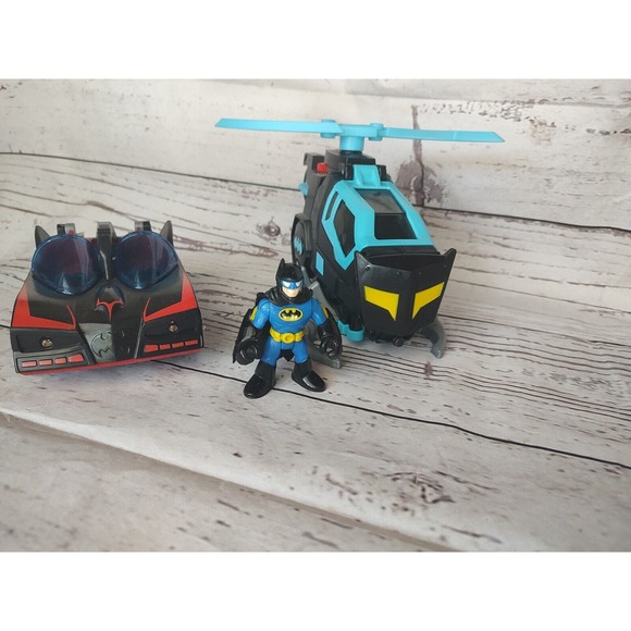 Imaginext DC Super Friends Batman Batcopter Helicopter & Batmobile W/ Figure - Picture 1 of 10